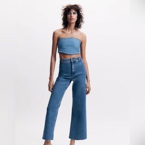 zara marine straight dark blue jeans